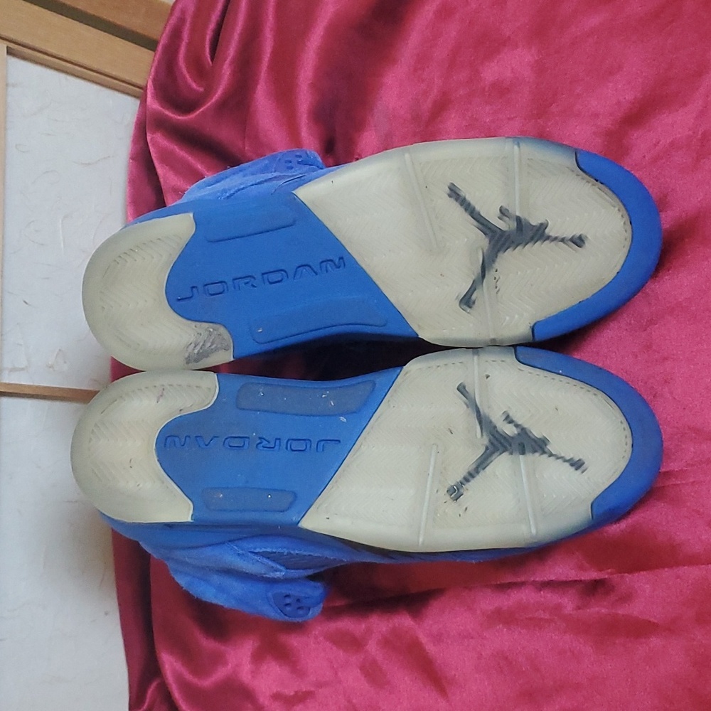 Youth Air Jordan 5 Retro BG Blue Suede Size 7Y - Picture 4 of 9